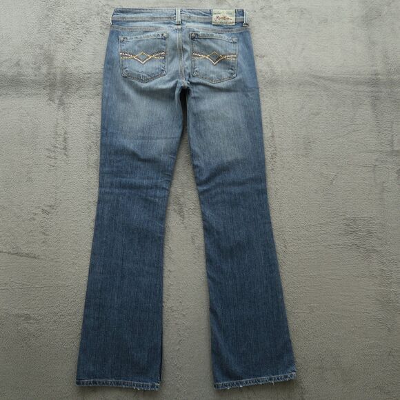 Miss Bison Jeans Women's Size 27 Low-Rise Bootcut Denim 33" Inseam Distressed - Picture 11 of 16